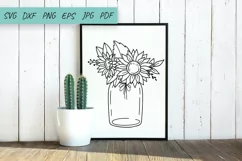 Sunflower SVG, Flower svg, Floral Mason Jar Svg Cut File Product Image 2