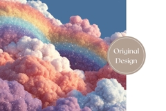 Glitter Clouds Tumbler Wrap, Glitter Rainbow Tumbler Design Product Image 3