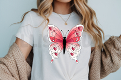 Pink Butterfly With Hearts Moons And Stars Illustration Product Image 3