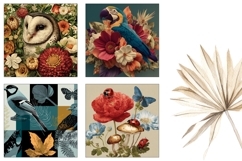 Floral Square Coasters, Birds Square Coaster Template Product Image 3