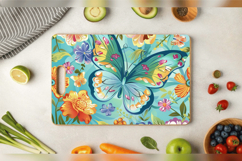 Colorful Floral Butterfly Cutting Boards sublimation Design Product Image 3