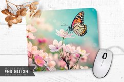 Butterfly and Floral Desktop Wallpaper Mouse Pad PNG Design Product Image 1