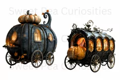 Halloween, Caravan, Ephemera, PNG, watercolor, Clipart Product Image 3