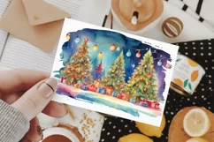 Watercolor Christmas tree cliparts. 4 PNG sublimation Product Image 3