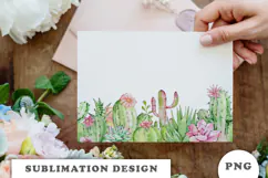Watercolor Cactus and Succulents Seamless Border PNG Product Image 3