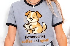 Powered by Coffee and Quiet Funny Dog Coffee Lover Shirt Product Image 3