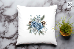 Blue Winter Rose Bouquet Clipart Sublimation PNG Product Image 3