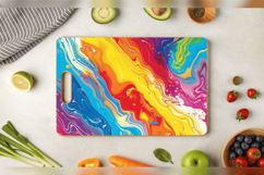 Rainbow Liquid Marble Cutting Boards sublimation Design Product Image 3