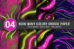 Neon Wavy Galaxy Digital Paper Product Image 1