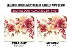 Beautiful pink Flowers clipart tumbler warp design Product Image 3