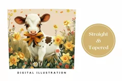 Baby Cow Tumbler Design, Daffodils Tumbler Sublimation Product Image 3