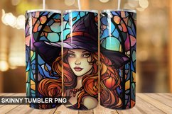 Stained Glass Halloween Witch Tumbler 20 oz Skinny Tumbler Product Image 1