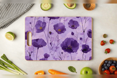 Purple Pressed Flowers Cutting Boards sublimation Designs Product Image 3