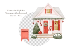 Watercolor Winter Christmas Home Clipart Product Image 4