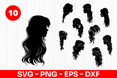 Woman Hair Silhouette Female Profile SVG PNG Product Image 1