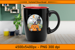Cute Pumpkin Ghost and Cat Halloween Scene PNG Product Image 3