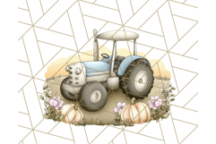 Fall Tractor Clipart PNG, Vintage Tractors With Pumpkins Product Image 3