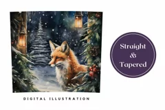Watercolor Christmas Tumbler Wrap, Winter Fox Sublimation Product Image 3