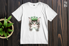 Cute Shamrock Crown Cat Clipart Sublimation PNG Product Image 2