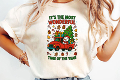 Christmas Red Truck with Snowman Sublimation, Christmas Png Product Image 2