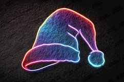 Neon Colorful Santa Hat Outline Christmas Glow Design Product Image 1