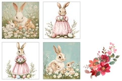 Easter Bunny Square Coasters, Vintage Easter Sublimation Product Image 3