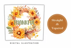 Thankful Tumbler Wrap Design, Sunflower Wreath Sublimation Product Image 3