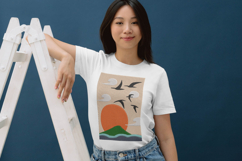 Sunset Birds &amp; Mountain Landscape Embroidery Design Product Image 3