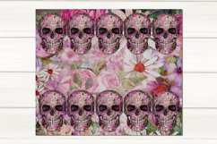 Gothic Skull and Flowers design | Skinny tumbler Sublimation Product Image 3