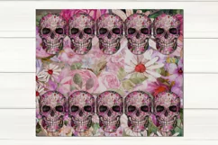 Gothic Skull and Flowers design | Skinny tumbler Sublimation Product Image 3