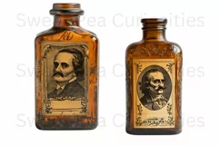 Edgar Allan Poe, Bottles, Ephemera, PNG, watercolor, Clipart Product Image 3