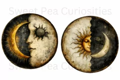 Moon, Sun, Stars, Fantasy, Ephemera, PNG, Clipart Product Image 3
