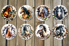 Horse &amp; wall | style Car coaster &amp; key chain sublimation Product Image 3