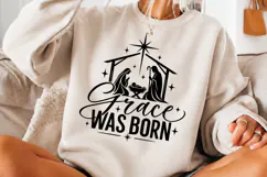 Grace Was Born Nativity Christmas PNG, Christian Nativity Gr Product Image 3