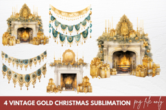 Vintage Gold Christmas Sublimation Clipart Product Image 1
