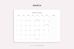 2028 Monthly Planner with Holidays, Landscape, Printable Product Image 3