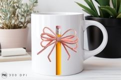 Pencil With Pink Bow Sublimation PNG Product Image 2