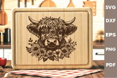 Highland cow Design, Cutting board SVG, Laser cut, Cricut Product Image 1