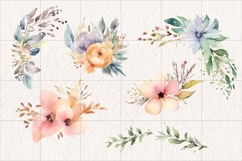 Watercolor Flower Clipart PNG, Floral Ornament Clipart Product Image 3