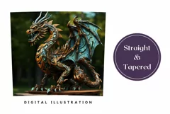 3D Dragon Tumbler Wrap, 3D Wooden Dragon Sublimation PNG Product Image 3