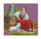 Vintage Cross Stitch Scheme Girl with a kid Product Image 6