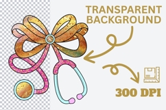 Glitter Bow Stethoscope PNG Nurse Clipart for Medical Fashio Product Image 3