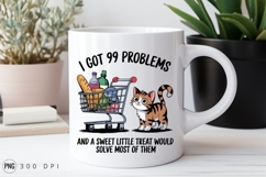 Cat With Shopping Cart Of Treats Sublimation Png Product Image 2