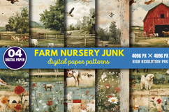 Farm Nursery Junk Journal Digital Paper Pattern PNG Product Image 1