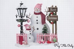Pink Snowman Clipart Bundle PNG Product Image 4