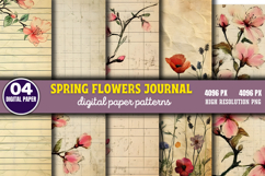 Spring Flowers Journal Digital Paper PNG Product Image 1