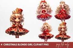 Christmas Blonde Girl Clipart Sublimation Blonde Girl Product Image 1