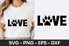 Love Dog Paw Lettering Design SVG PNG Product Image 1