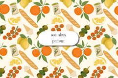 Mediterranean Food Seamless Pattern Summer Print Product Image 1