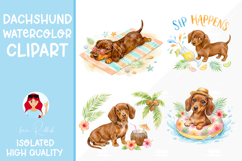 23 Dachshund Summer Watercolor Cliparts Bundle Product Image 4